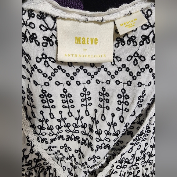 Maeve by Anthropologie Ivory Peplum Tank with Black Embroidery, EUC, Medium - Picture 6 of 11